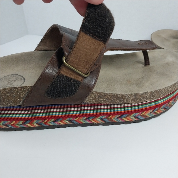 So Brand Size 9 M Faux Leather Platform Cork Multi Colored Boho Sandals Shoes - Picture 12 of 14